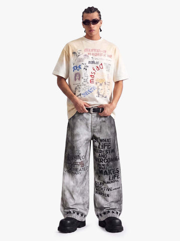 Graffiti Collage Mixed Graphic T-Shirt 