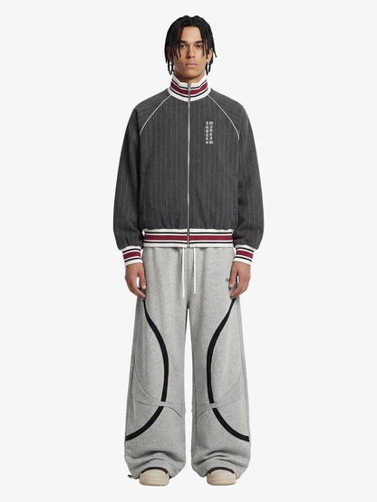 Pinstripe Vertical Embroidery Track Jacket 