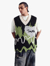 Thesupermade Graffiti Love Unregelmäßiger Pullover mit V-Ausschnitt – 1695