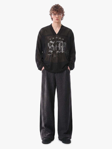 Retro Wool Blend Pleated Baggy Trousers 