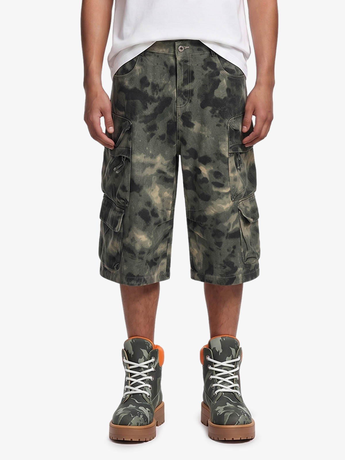 Baggy Cargo Jorts mit Camouflage-Print