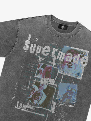 Washed Vintage Collage Graphic T-Shirt 