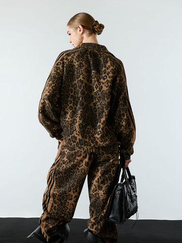 French Terry Cheetah Print Suede Tracksuit - 2277 