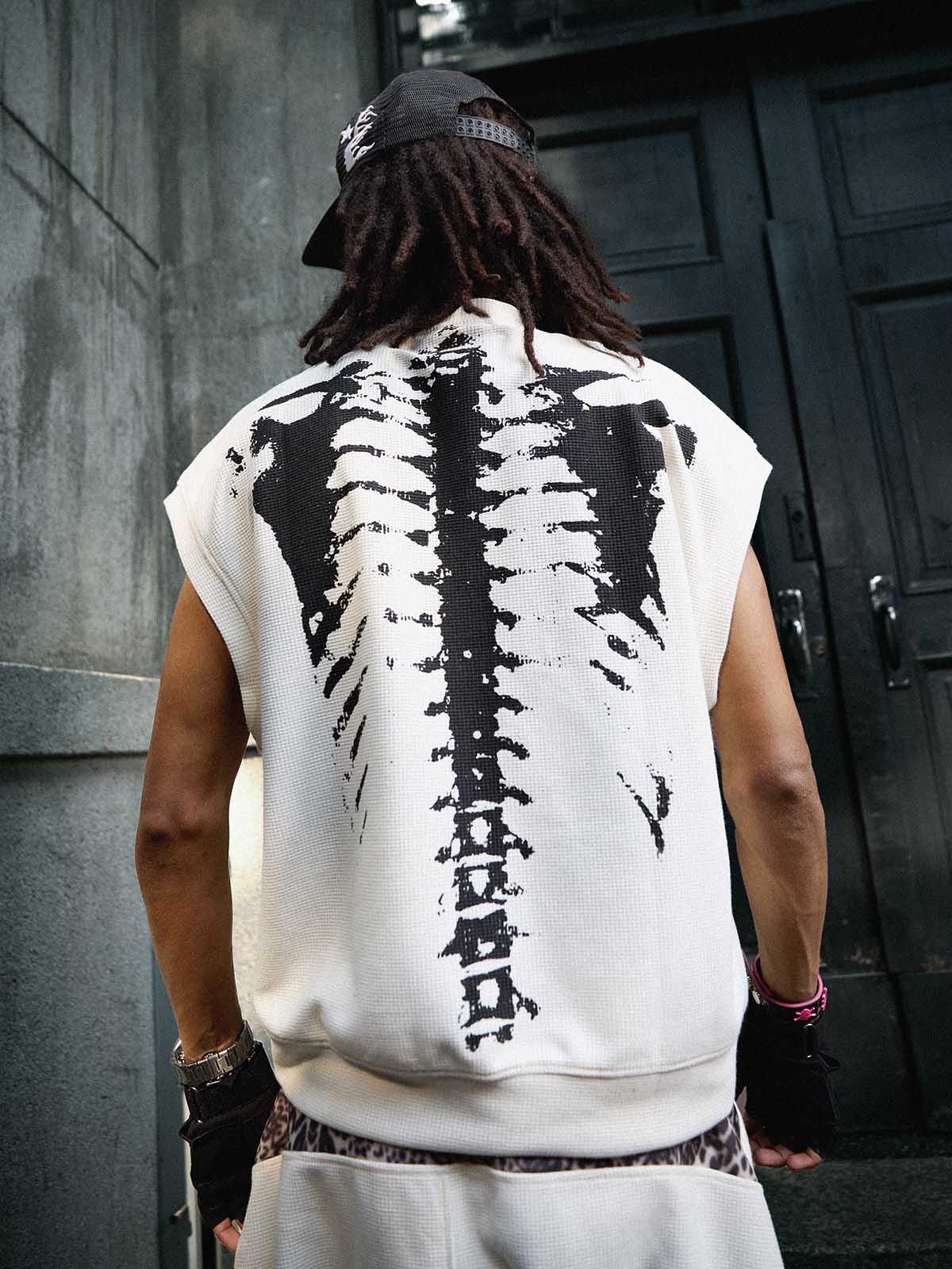 Ärmelloses Top und Hose mit Skelett-Grafik – Set – 2628