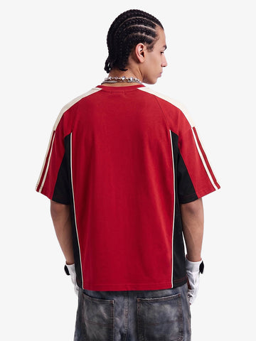 Color-Blocked Strip Racing T-shirt - 2076 