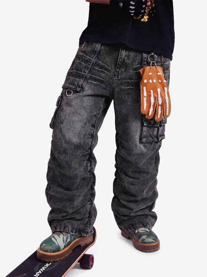 Y2K Faded Stacked Denim Jeans