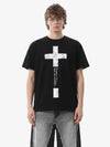 T-Shirt mit Used-Look-Kreuz-Grafik
