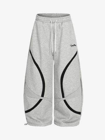 Retro Contrast Panel Drawstring Sweatpants 