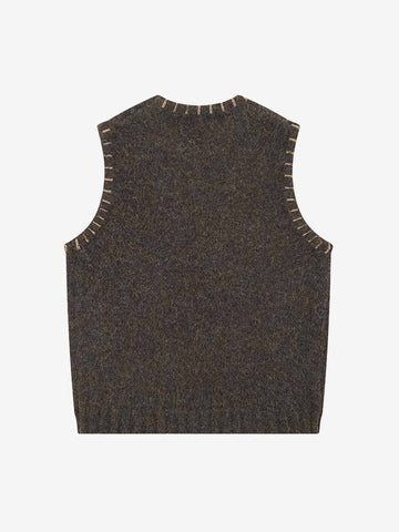 Vintage Embroidered Graphic Knit Sweater Vest 