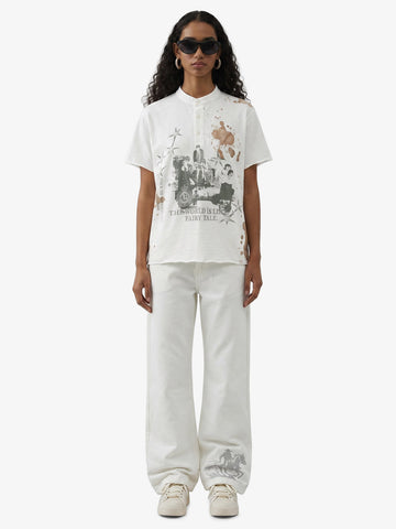 Fairy Tale Grunge Band Collar Henley T-Shirt 