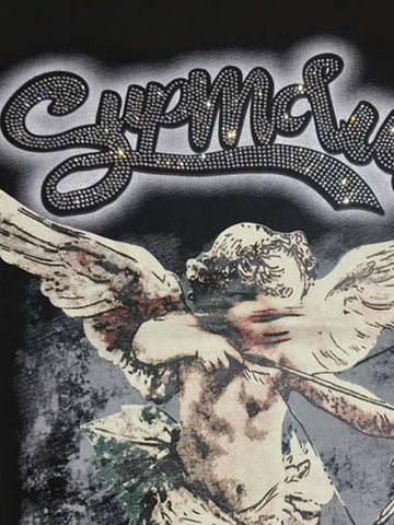 Retro Cupid Rhinestone Graphic T-Shirt 