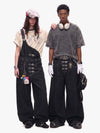 Abnehmbare One-Shoulder-Jeanslatzhose