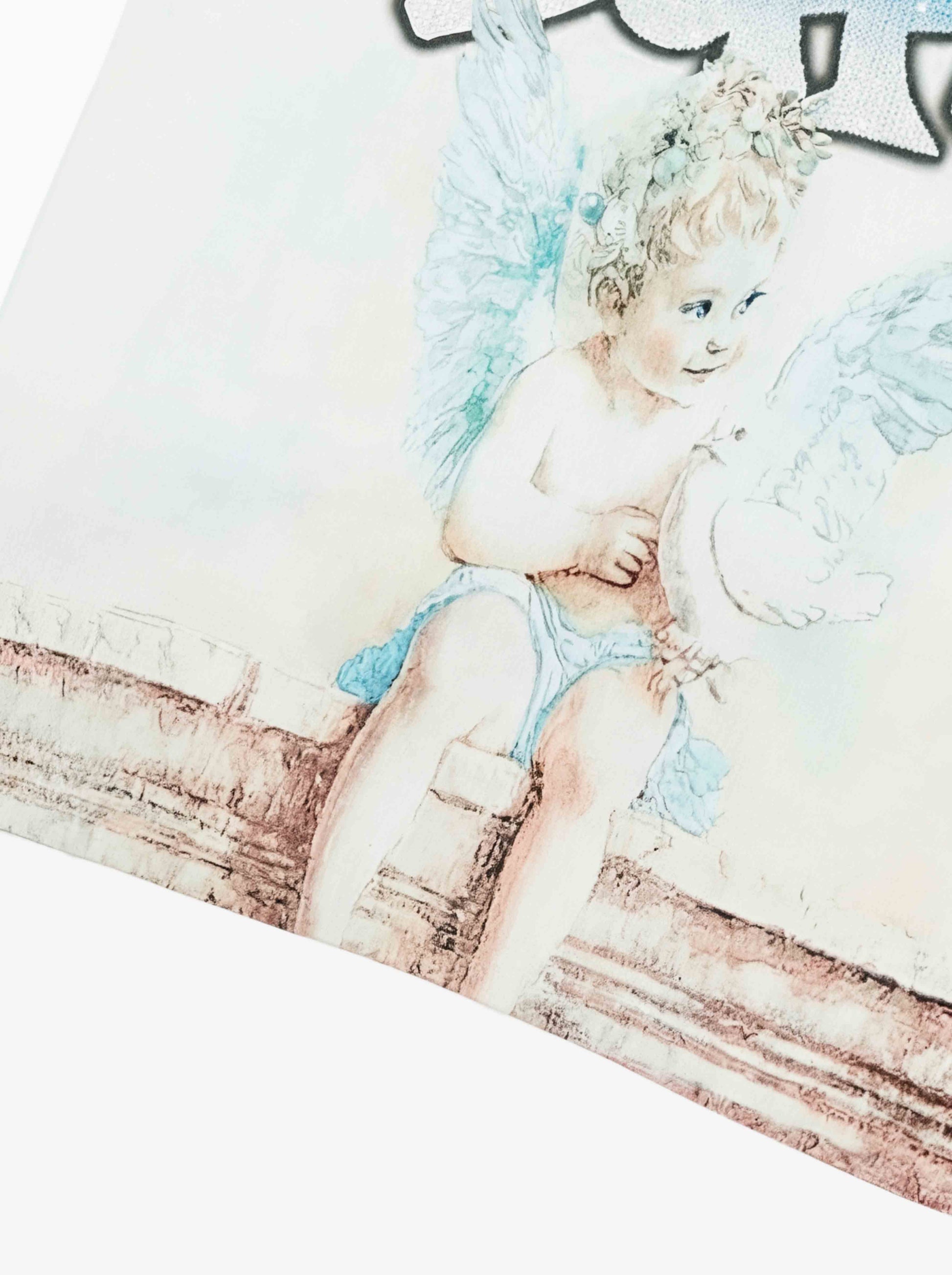 Retro Street Peace Dove Angel Rhinestone T-Shirt 