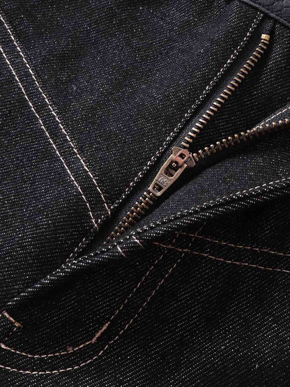 Flame Embroidered Wide Leg Washed Denim Jeans 