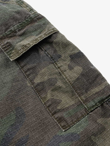 Ripstop-Cargohose mit Camouflage-Muster – Hose im Militärstil mit praktischen Taschen