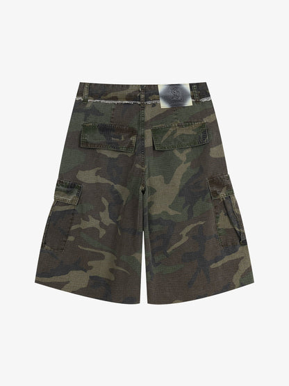 Ripstop-Cargohose mit Camouflage-Muster – Hose im Militärstil mit praktischen Taschen