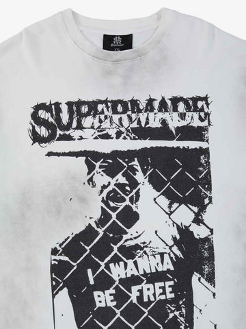 Grunge Graphic Distressed Cage Striped Long-Sleeve T-Shirt 