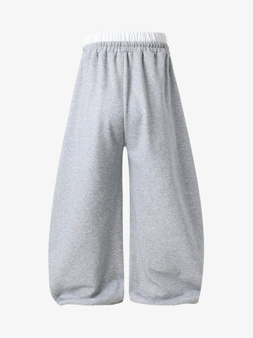 Graffiti Baggy Sweatpants – Double Waist Curved Stripe Streetwear Joggers