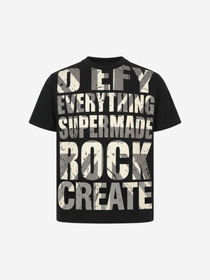 Oversize-T-Shirt mit Used-Look-Typografie im Rock-Stil