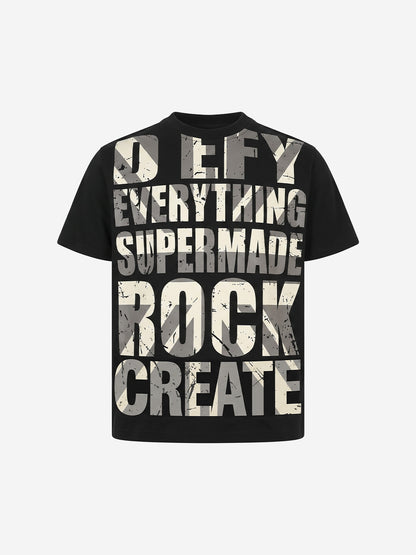 Oversize-T-Shirt mit Used-Look-Typografie im Rock-Stil