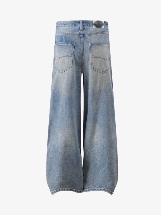 Retro-Jeans mit Rissen und weitem Bein