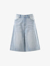 Panel Stitch Wide Leg Denim Jorts 