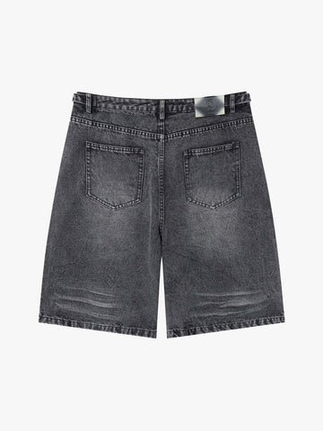 Shorts aus gewaschenem Denim mit taktischer Schnalle