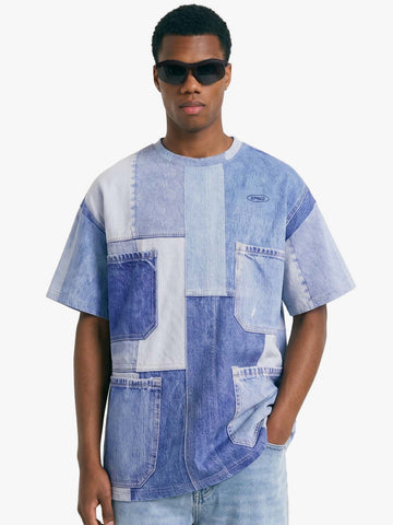 Denim Patchwork Oversized Tee