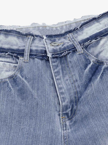 Vintage Washed Patchwork Distressed Scimitar Jeans 