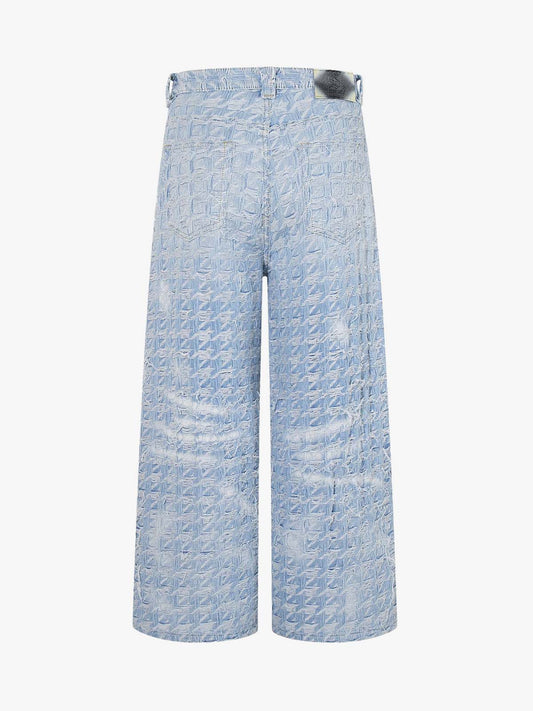 Distressed Frayed Textured Denim Jeans 