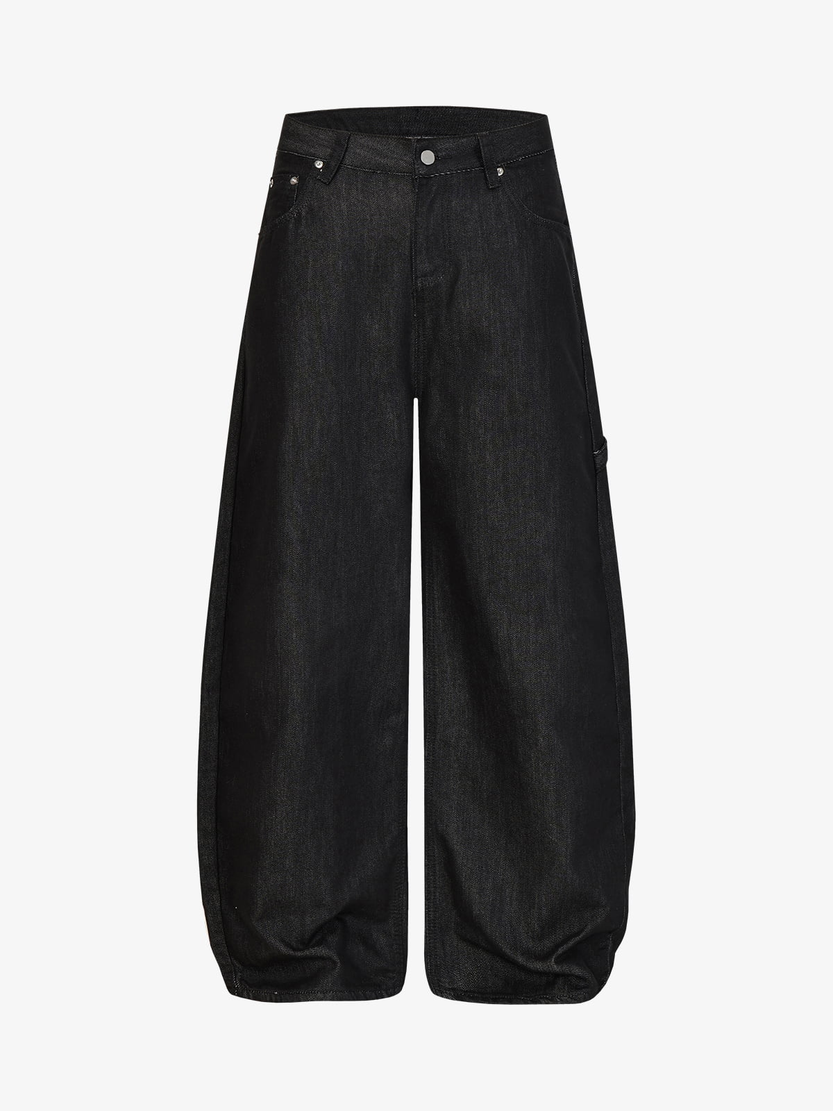 Schwarze Jeans mit weitem Bein – Hochgeschnittene, locker sitzende Baumwolljeans