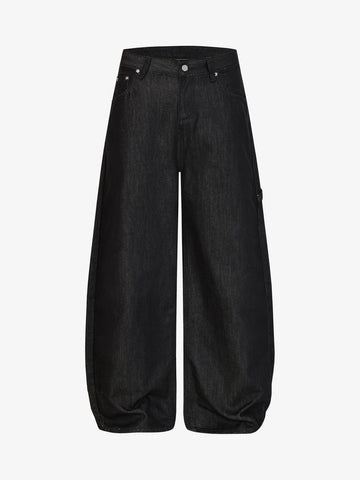 Schwarze Jeans mit weitem Bein – Hochgeschnittene, locker sitzende Baumwolljeans
