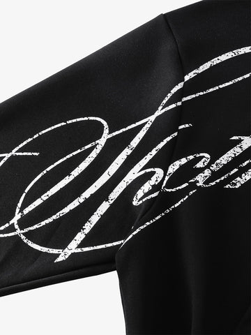 High Street Script Letter Print Zip-up Hoodie Jacket 