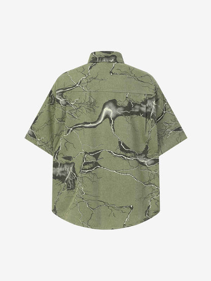 Lightning Storm Print Short Sleeve Shirt 