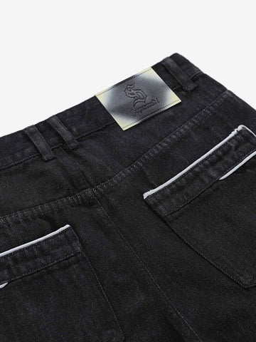 Vintage Contrast Trim Dark Wash Jeans 