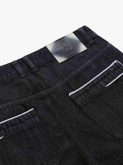 Vintage Contrast Trim Dark Wash Jeans 
