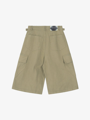 Urban Techwear Side Buckle Layered Hem Cargo Shorts 