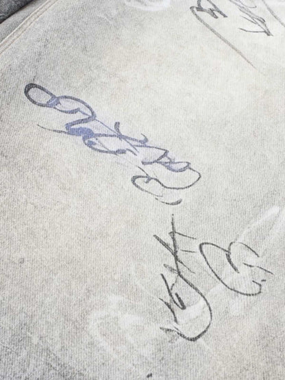 Hand Drawn Scribble Print Baggy Jeans 