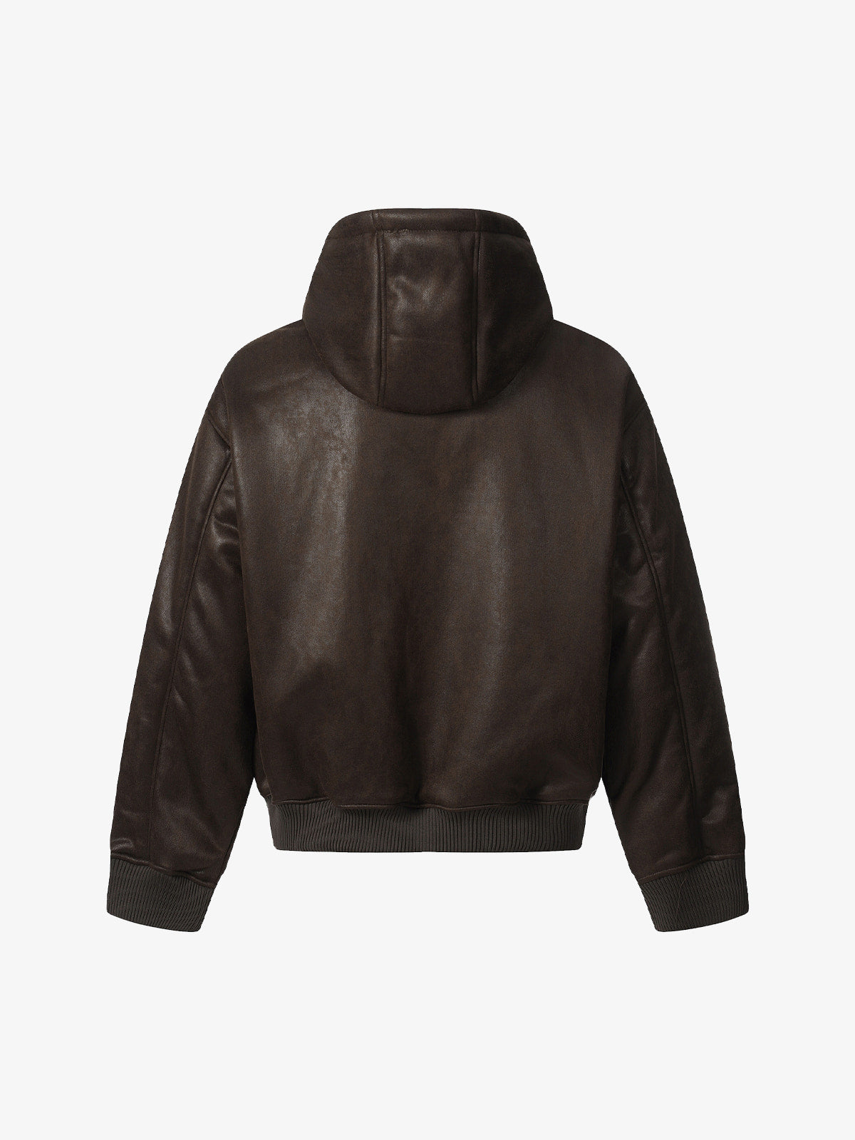 Vintage Leather Badge Fleece-lined Hooded Zip Bomber Jacket - 2547 