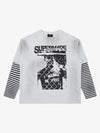 Grunge Graphic Distressed Cage Striped Long-Sleeve T-Shirt 
