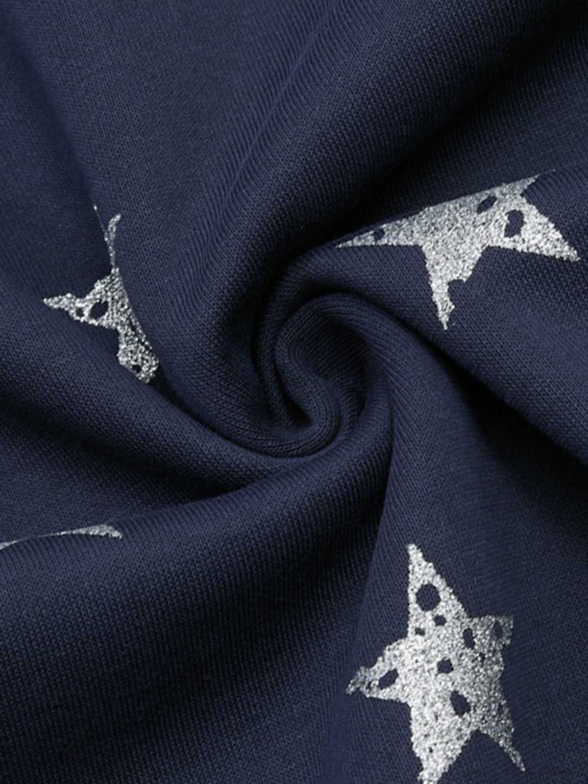 Color-Block Waistband Star Print Pants 