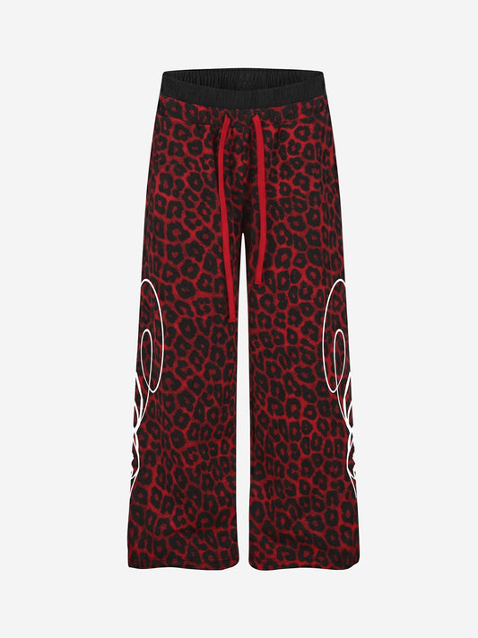 Freizeithose mit Leopardenmuster und Kontrastnähten