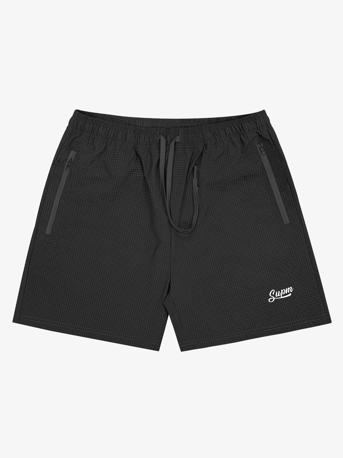 Minimalistische Shorts mit Reißverschlusstasche und Kordelzug