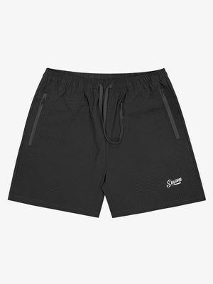 Minimalistische Shorts mit Reißverschlusstasche und Kordelzug