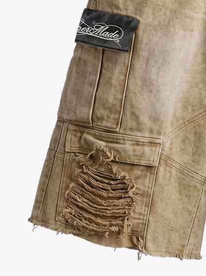 Vintage Washed Distressed Canvas Workwear Cargo Set