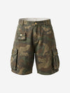 Arbeitsshorts mit Used-Look-Tarnmuster und weitem Bein