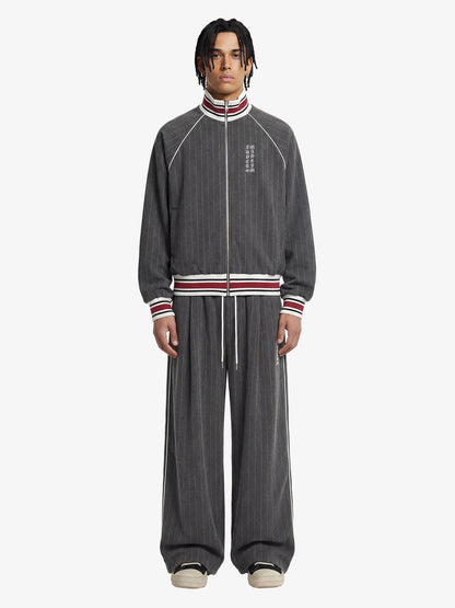 Pinstripe Vertical Embroidery Track Jacket 