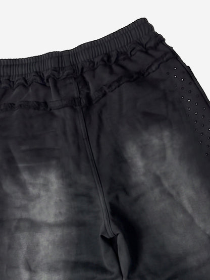 Washed Distressed Rhinestone Trim Sweatpants 