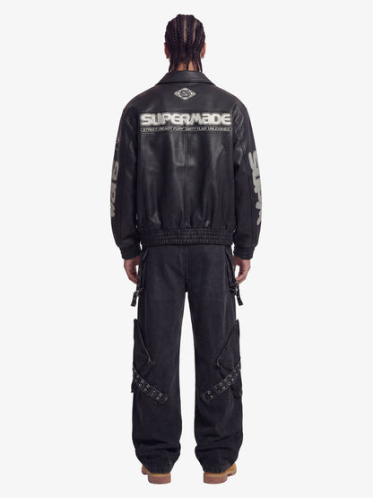 Faux Leather Vintage Street Black Air Jacket - 1821 