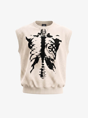 Skeleton Graphic Sleeveless Top and Pants Set - 2628 